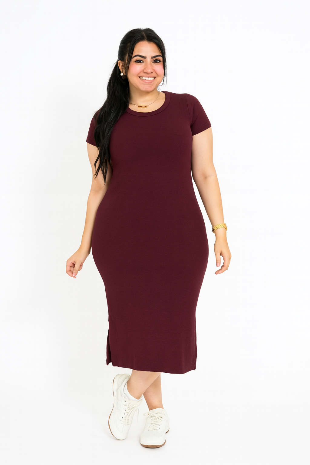 Mini Rib Half Sleeves Dress