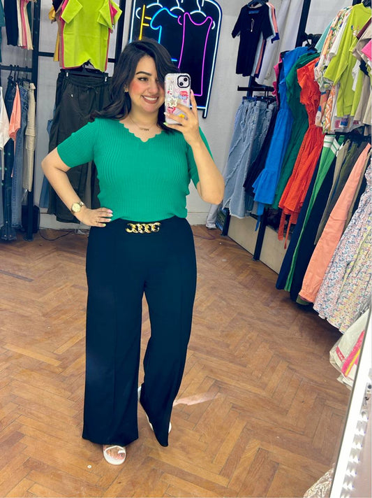 Rosaline Wide-Leg Pants with Chain