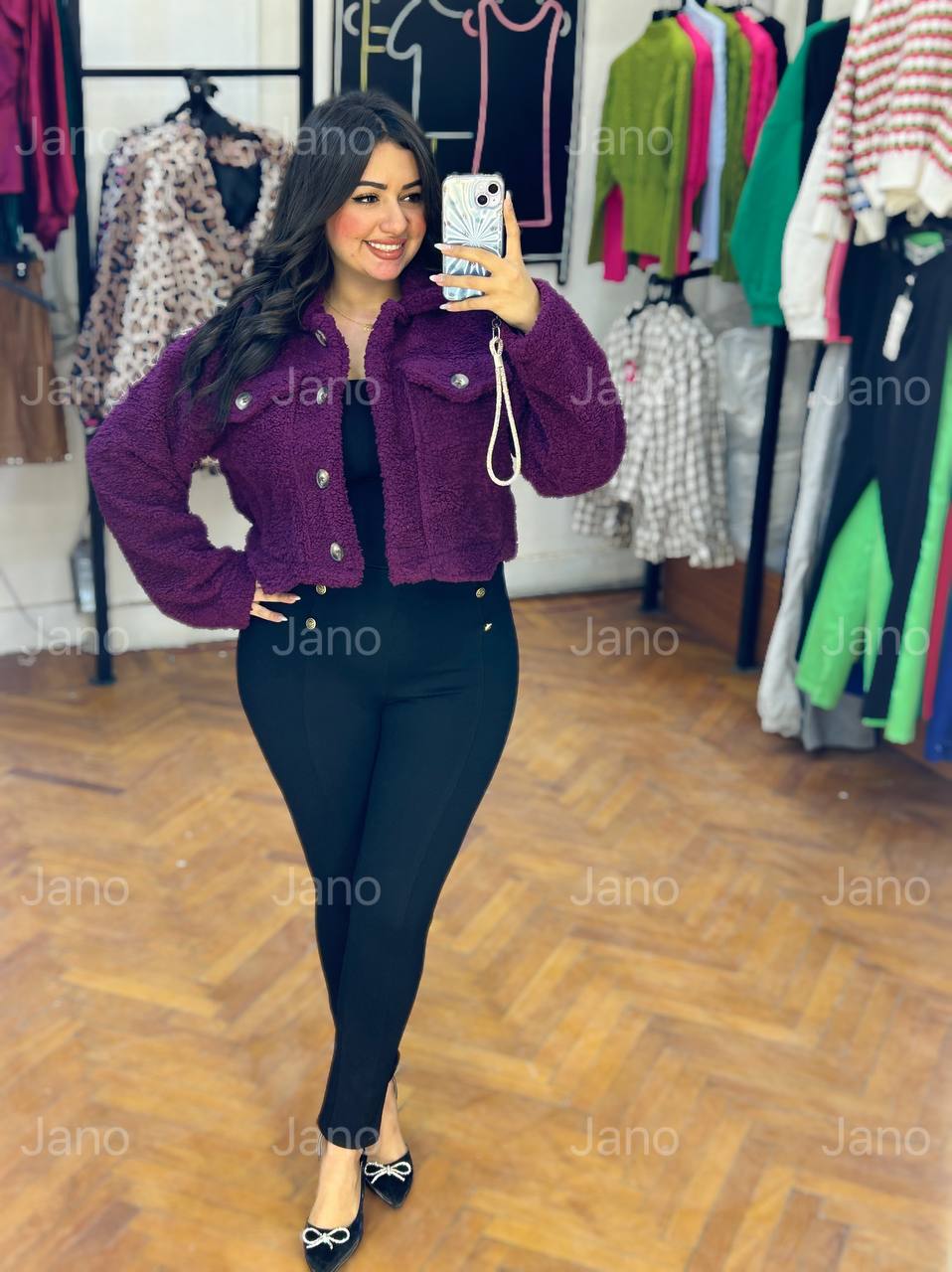 Purple fur jacket