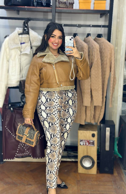 trendy fur leather jacket