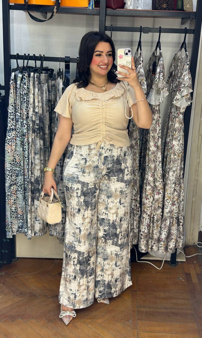 wide-leg colored pants