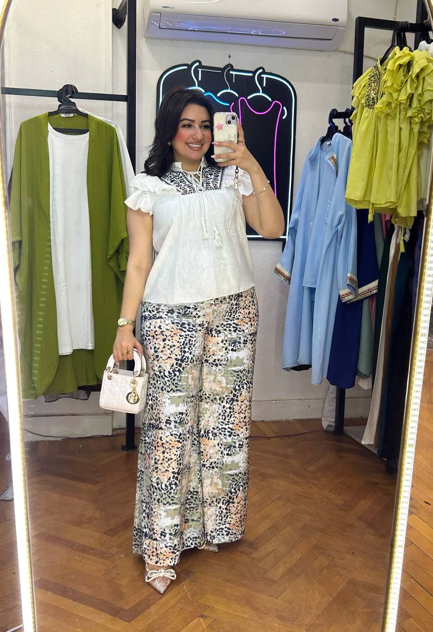 wide-leg colored pants