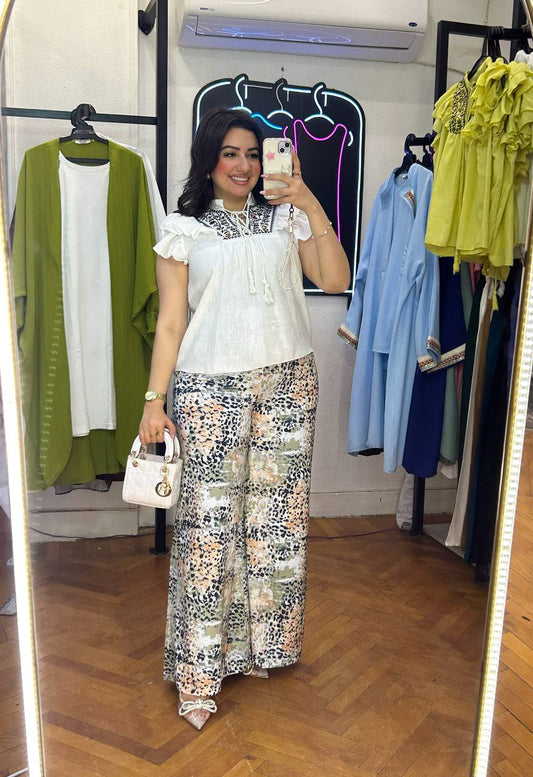 Ketan sequin embroidery ruffle blouse