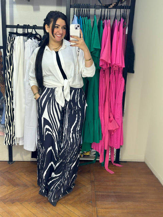 Printed Wide‑Leg  Pants