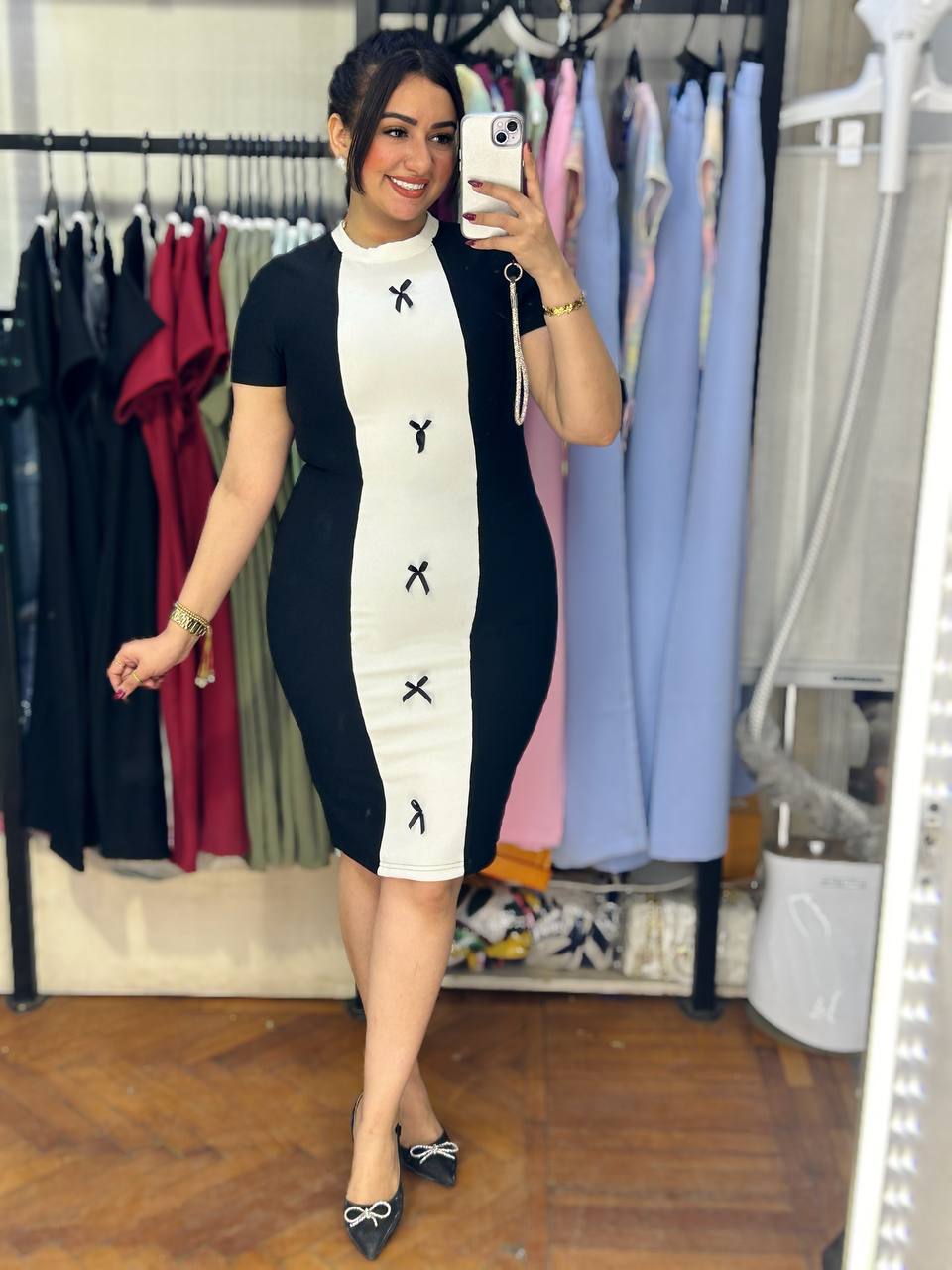 Half-Sleeve Mini Derby Dress