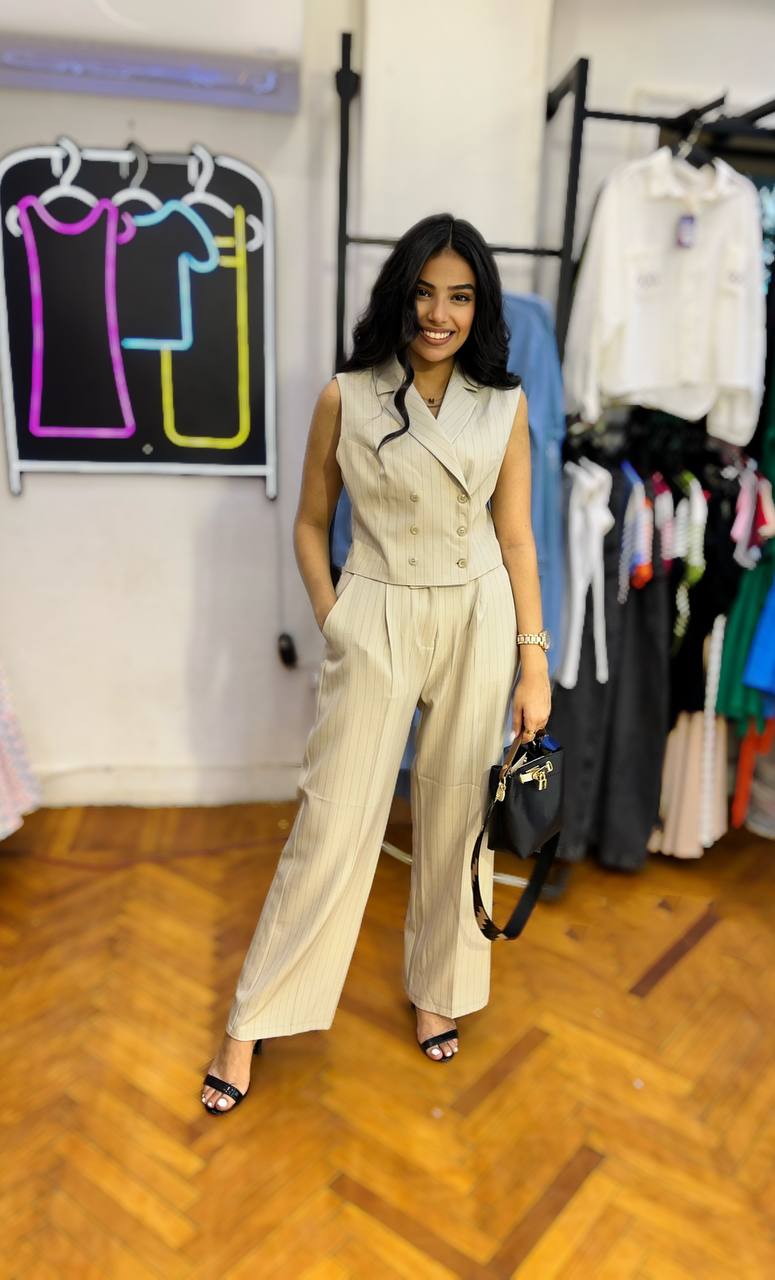 Tailored Pinstripe Wide-Leg Pants