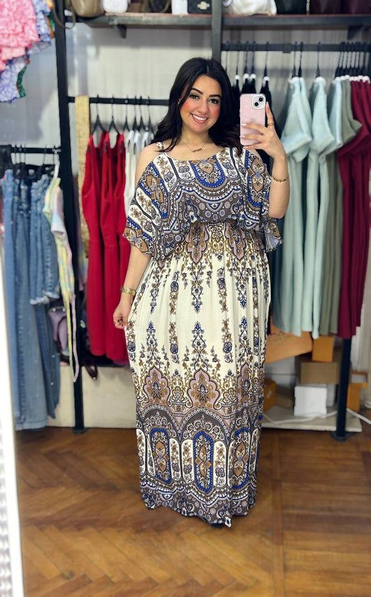 Elegant Shoulder-Printed Dress