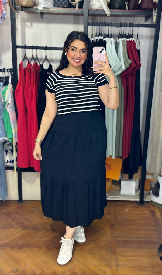 Striped Tricot Basic Top