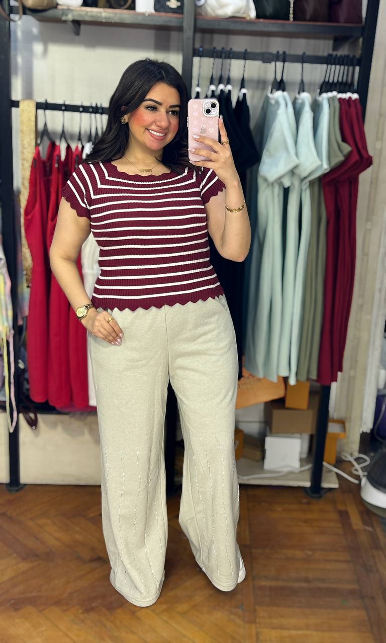 Striped Tricot Basic Top