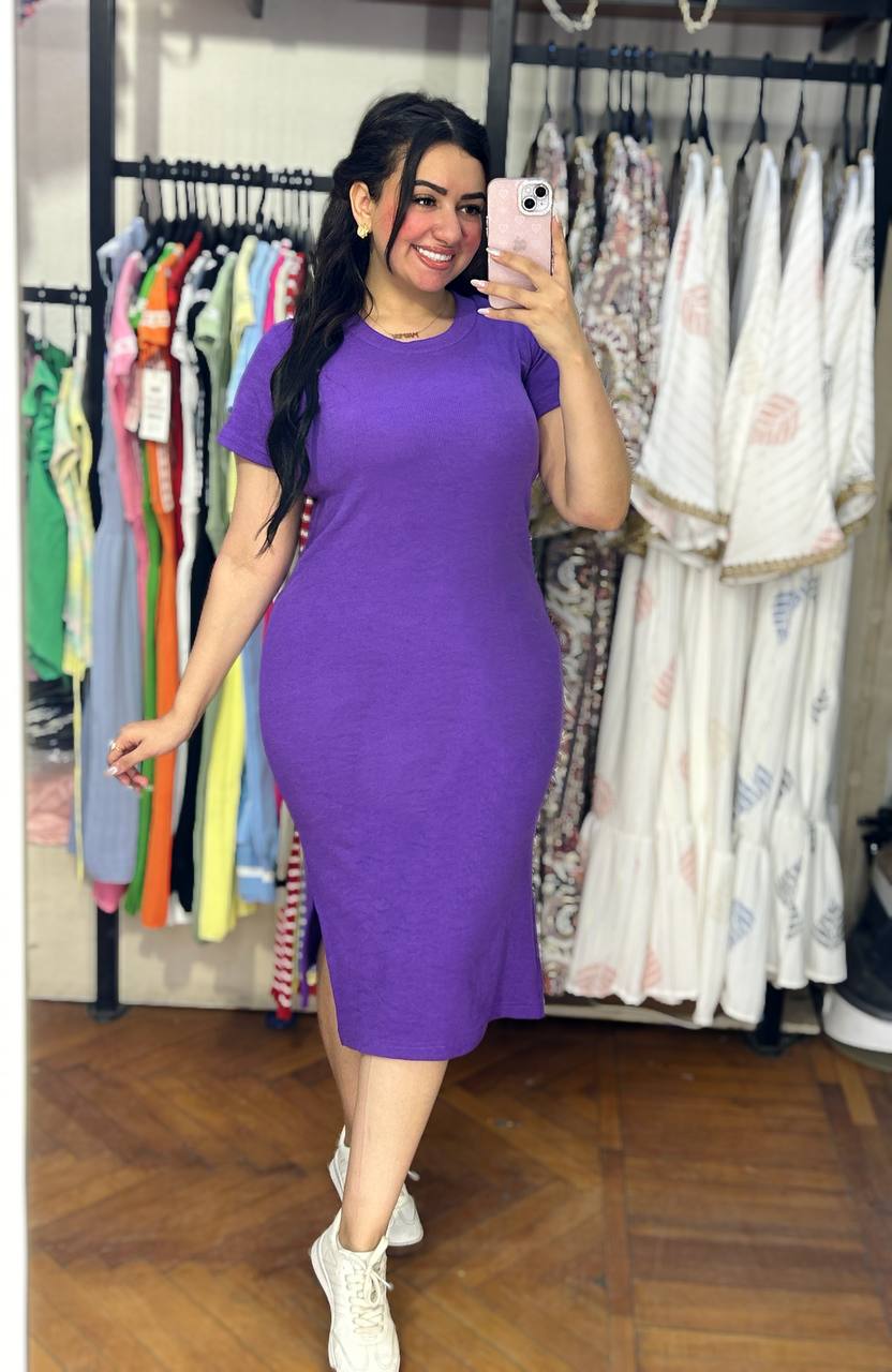 Mini Rib Half Sleeves Dress