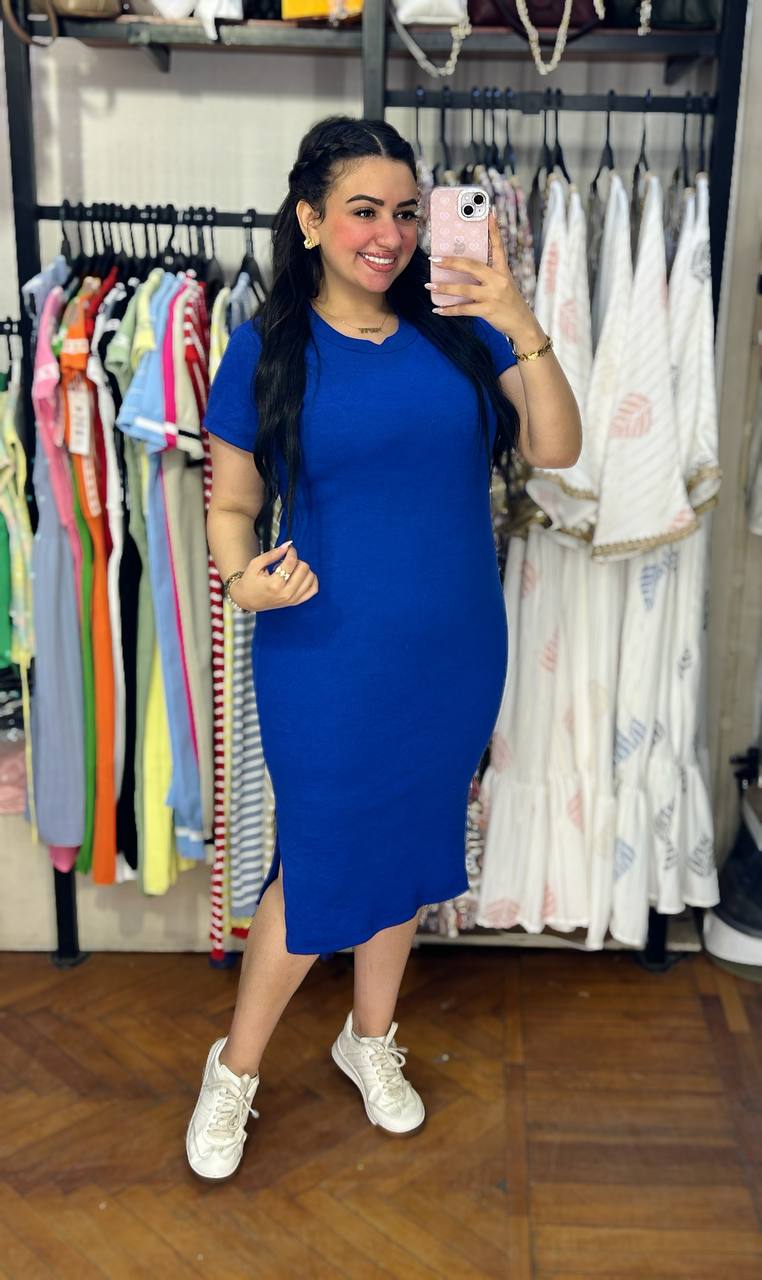 Mini Rib Half Sleeves Dress