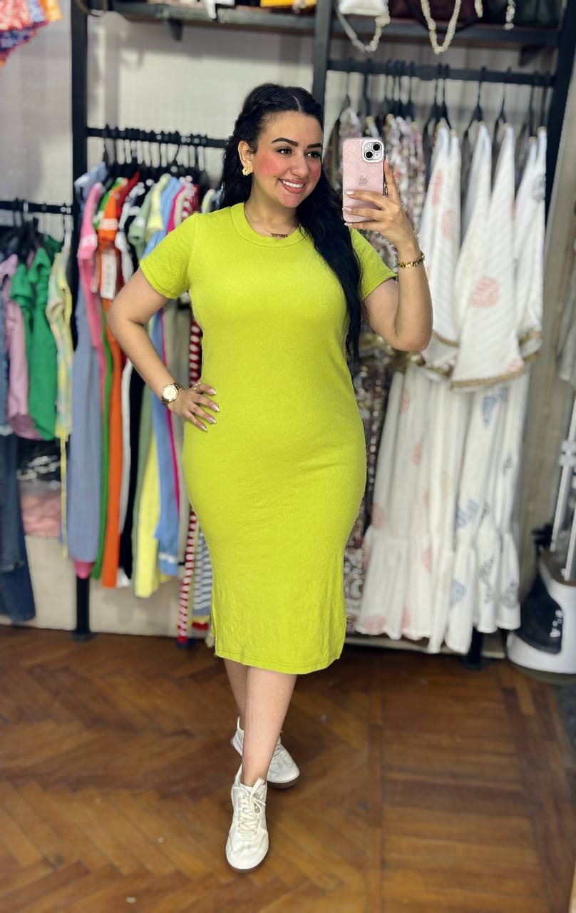 Mini Rib Half Sleeves Dress