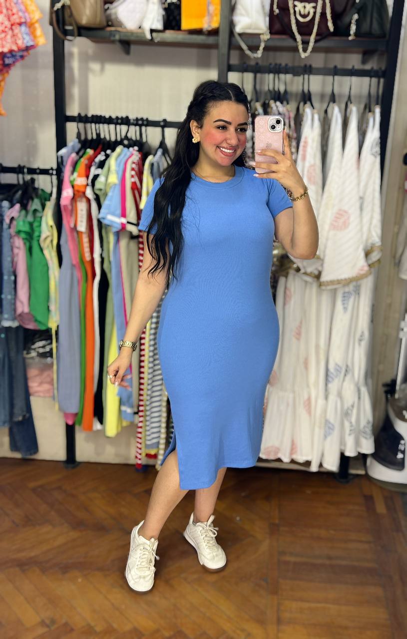 Mini Rib Half Sleeves Dress