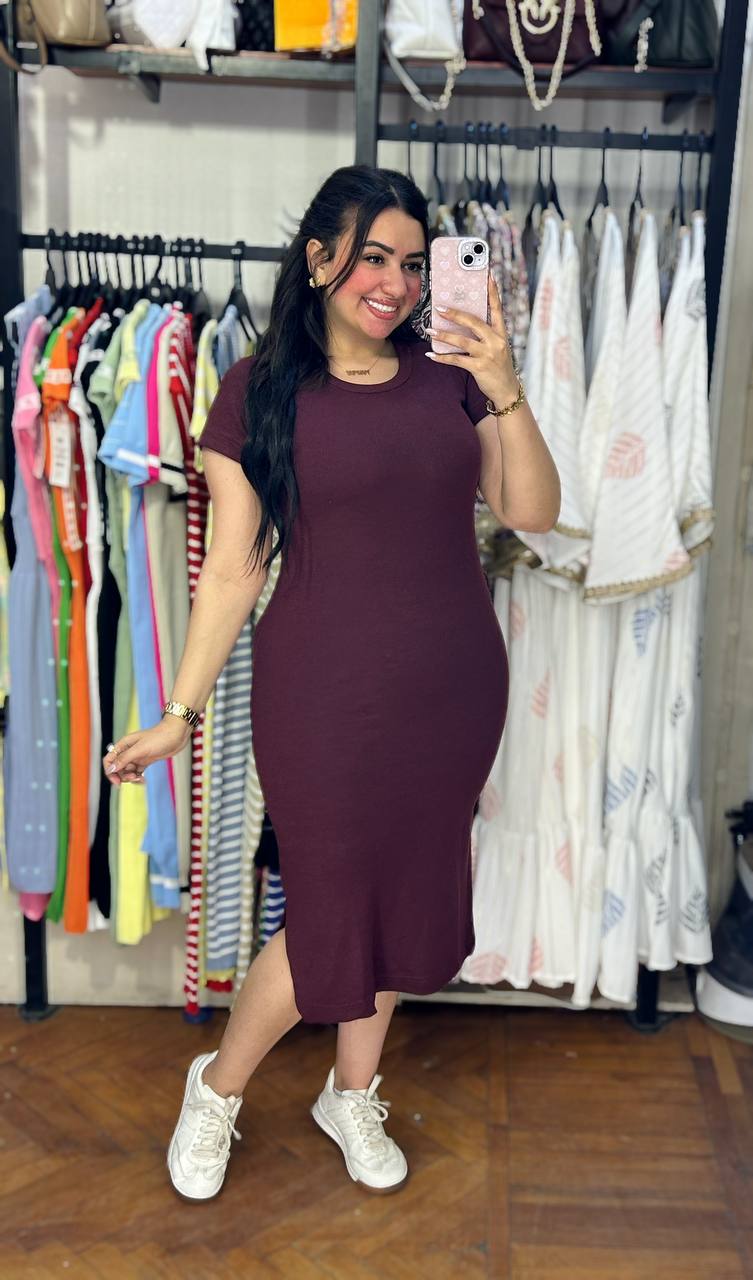 Mini Rib Half Sleeves Dress