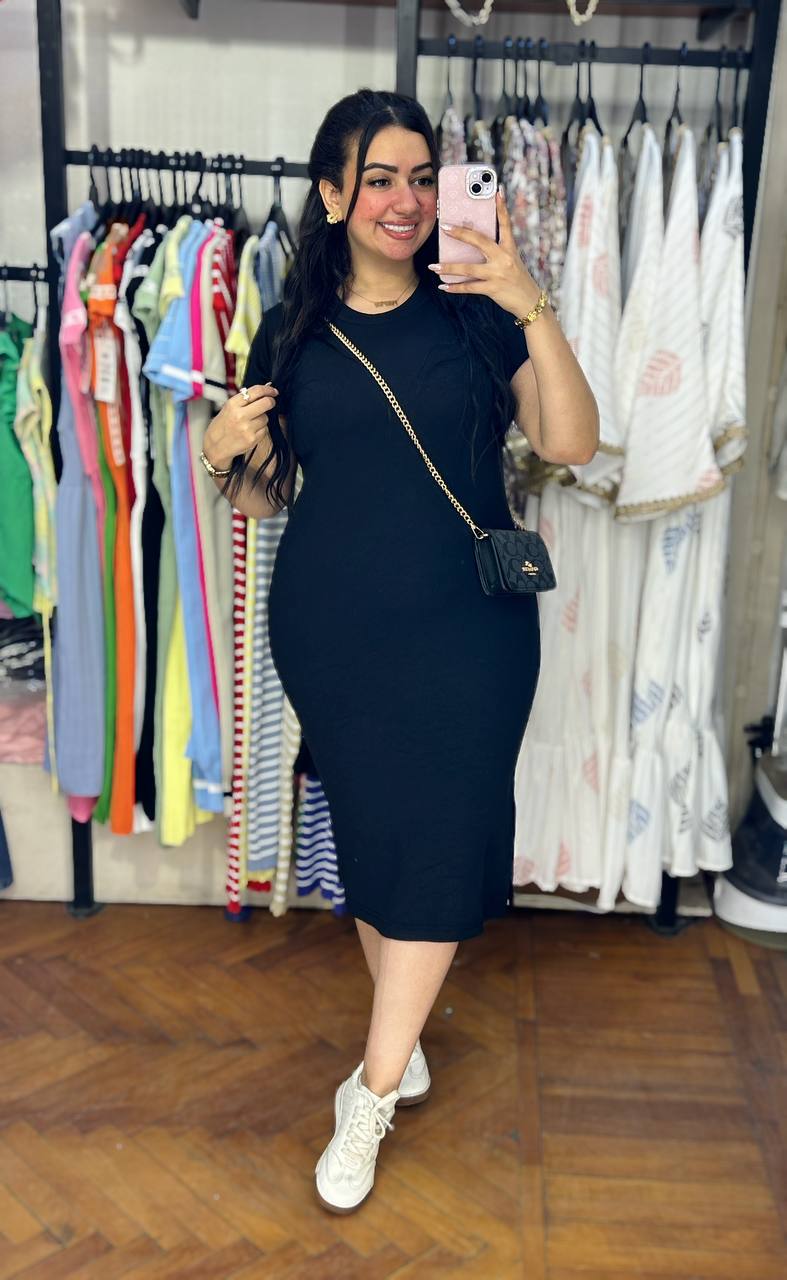 Mini Rib Half Sleeves Dress