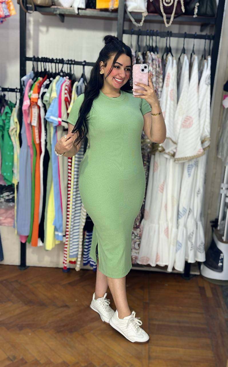 Mini Rib Half Sleeves Dress