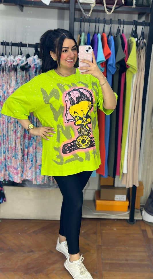 Oversized Looney Tunes Rhinestone T-Shirt