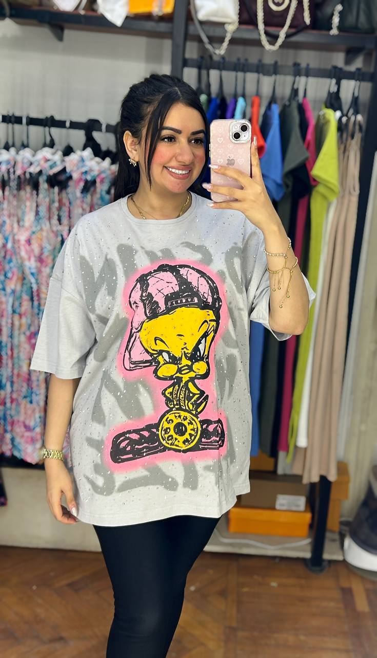 Oversized Looney Tunes Rhinestone T-Shirt