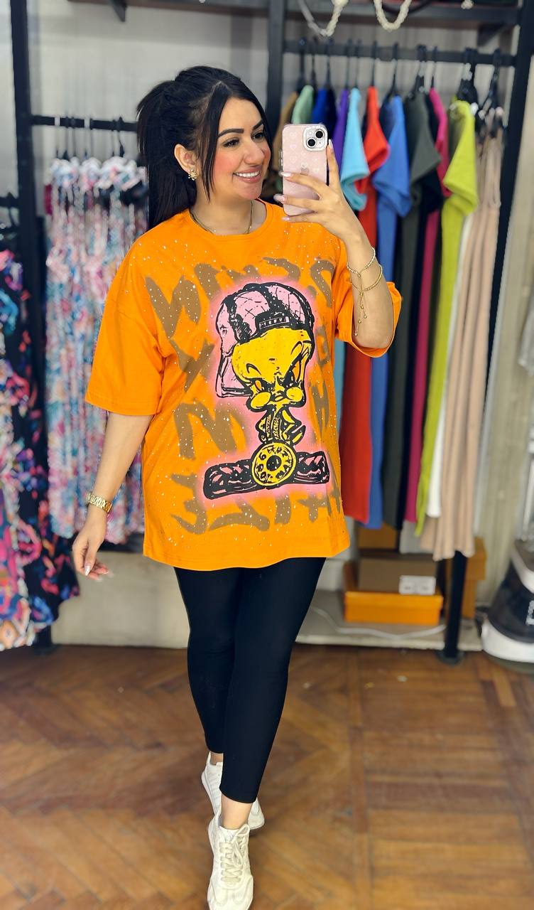 Oversized Looney Tunes Rhinestone T-Shirt