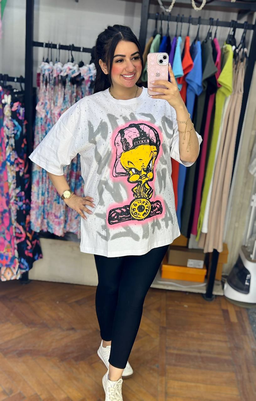 Oversized Looney Tunes Rhinestone T-Shirt