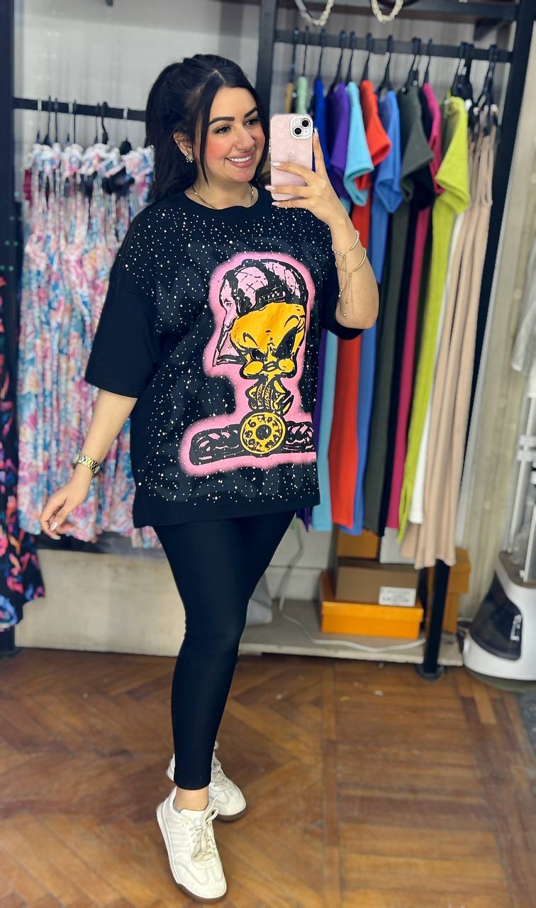 Oversized Looney Tunes Rhinestone T-Shirt