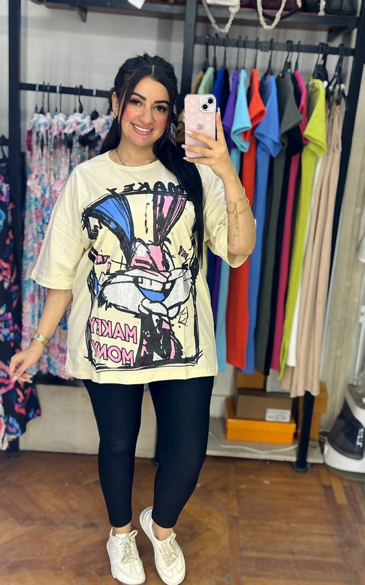 Oversized Looney Tunes Rhinestone T-Shirt