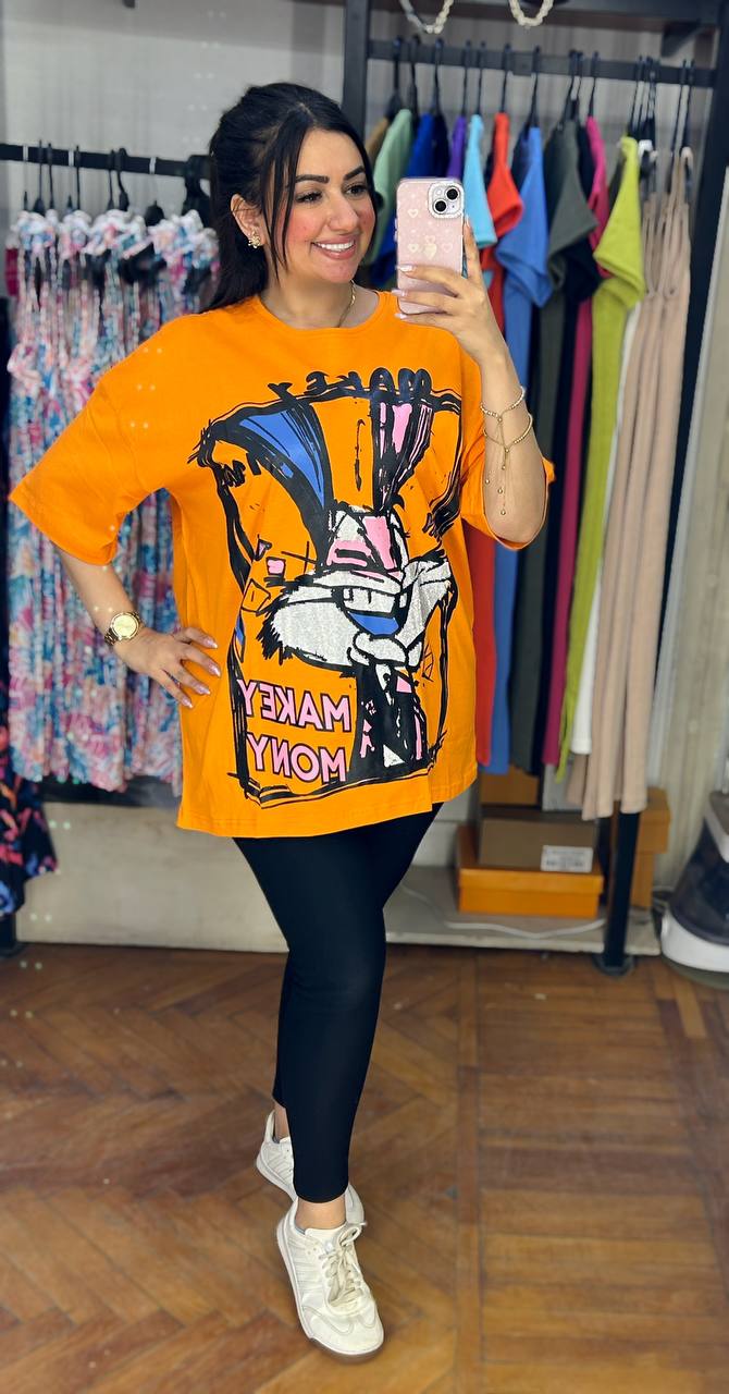 Oversized Looney Tunes Rhinestone T-Shirt