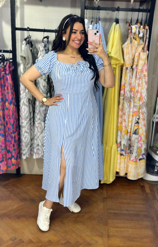 Striped Puff Sleeve Dress