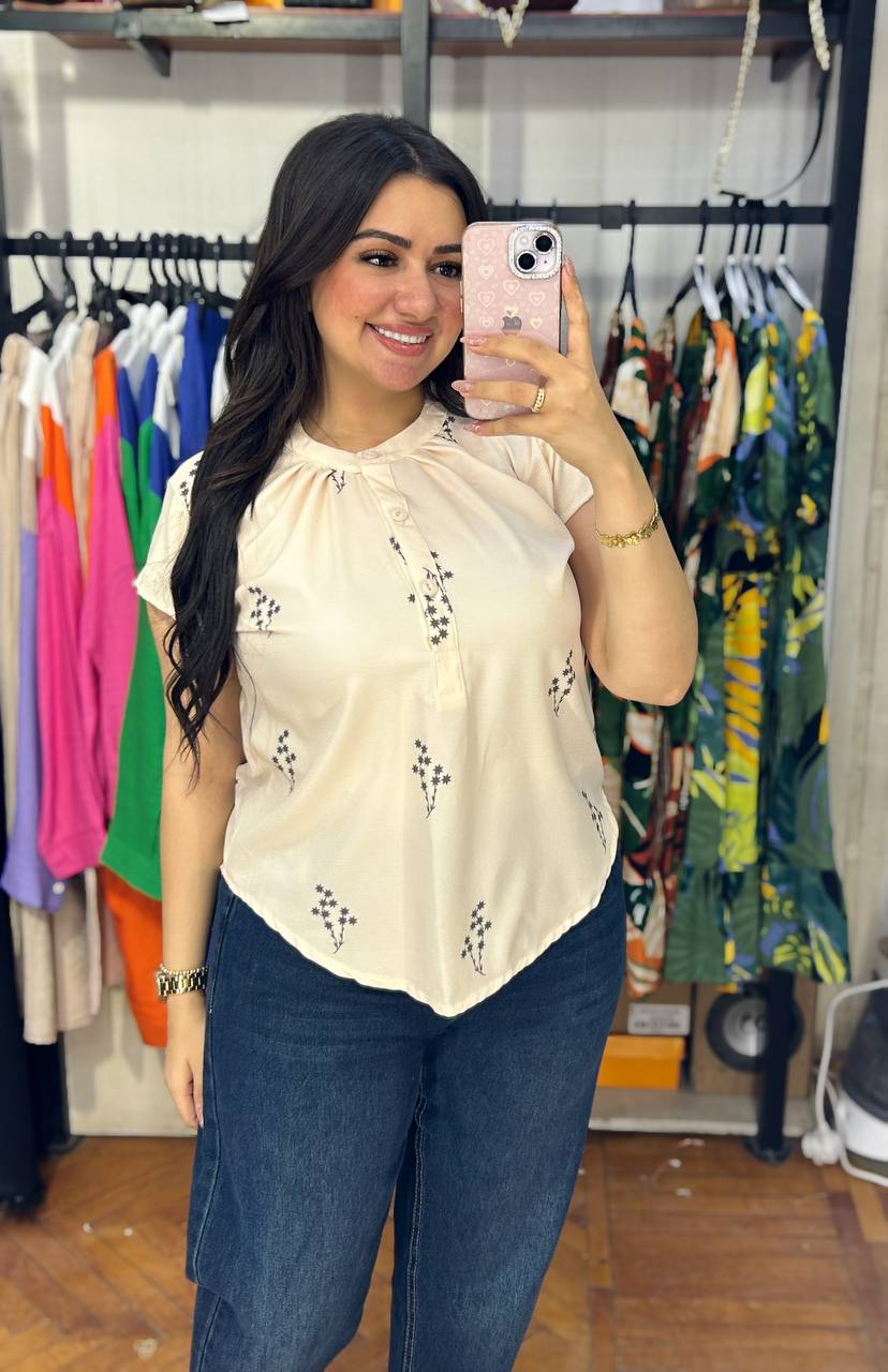 Floral Half-Sleeve Blouse
