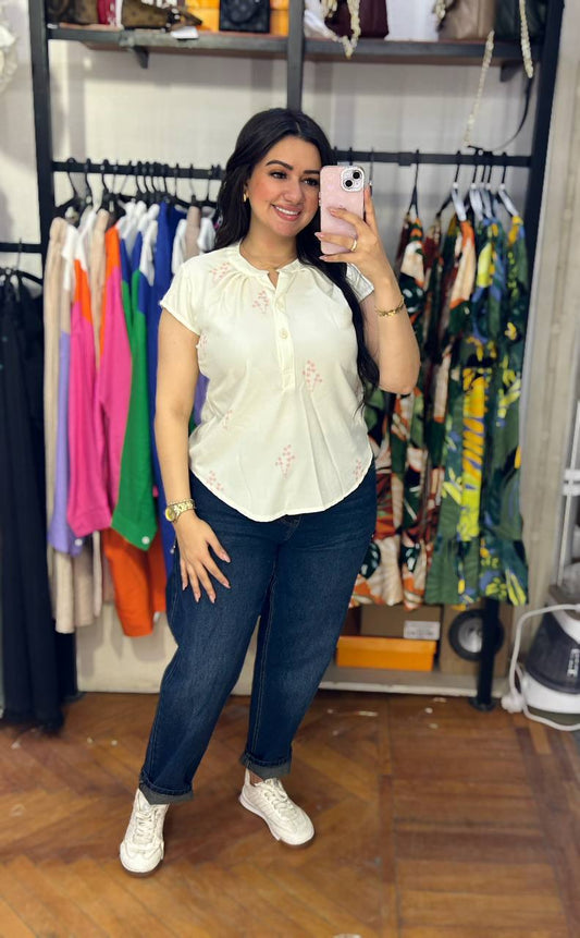Floral Half-Sleeve Blouse