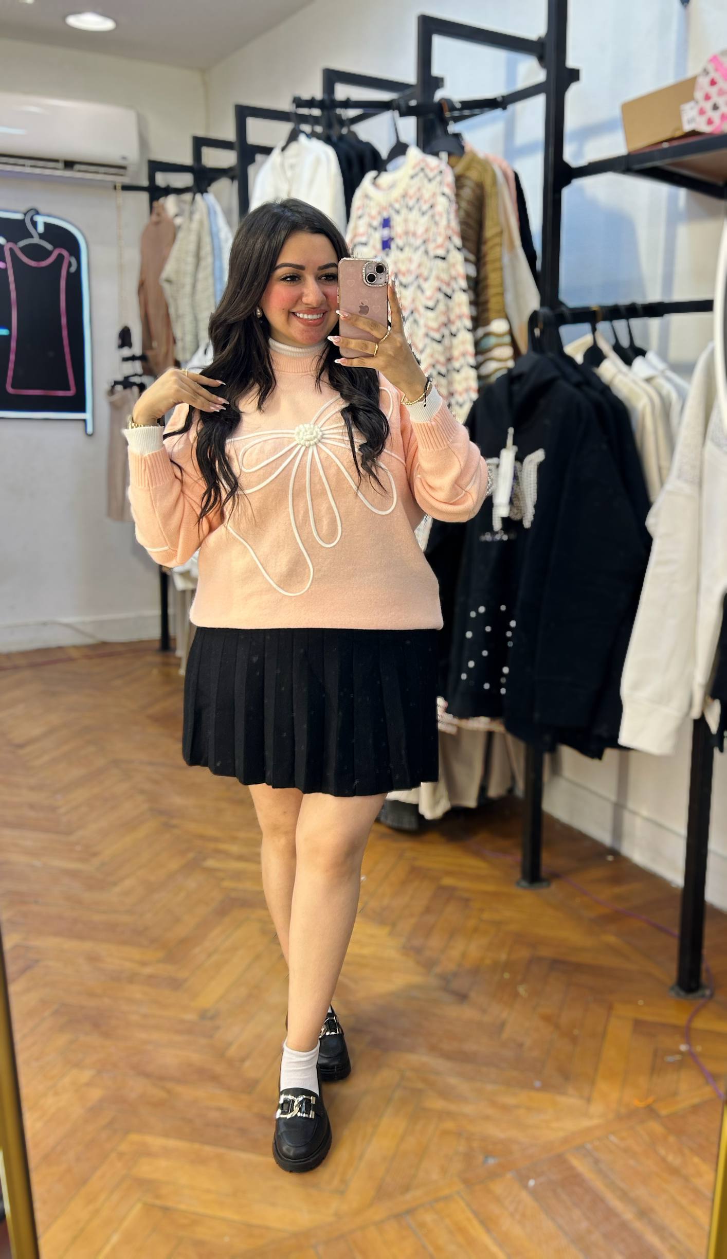 Knit Sweater with Bow Design