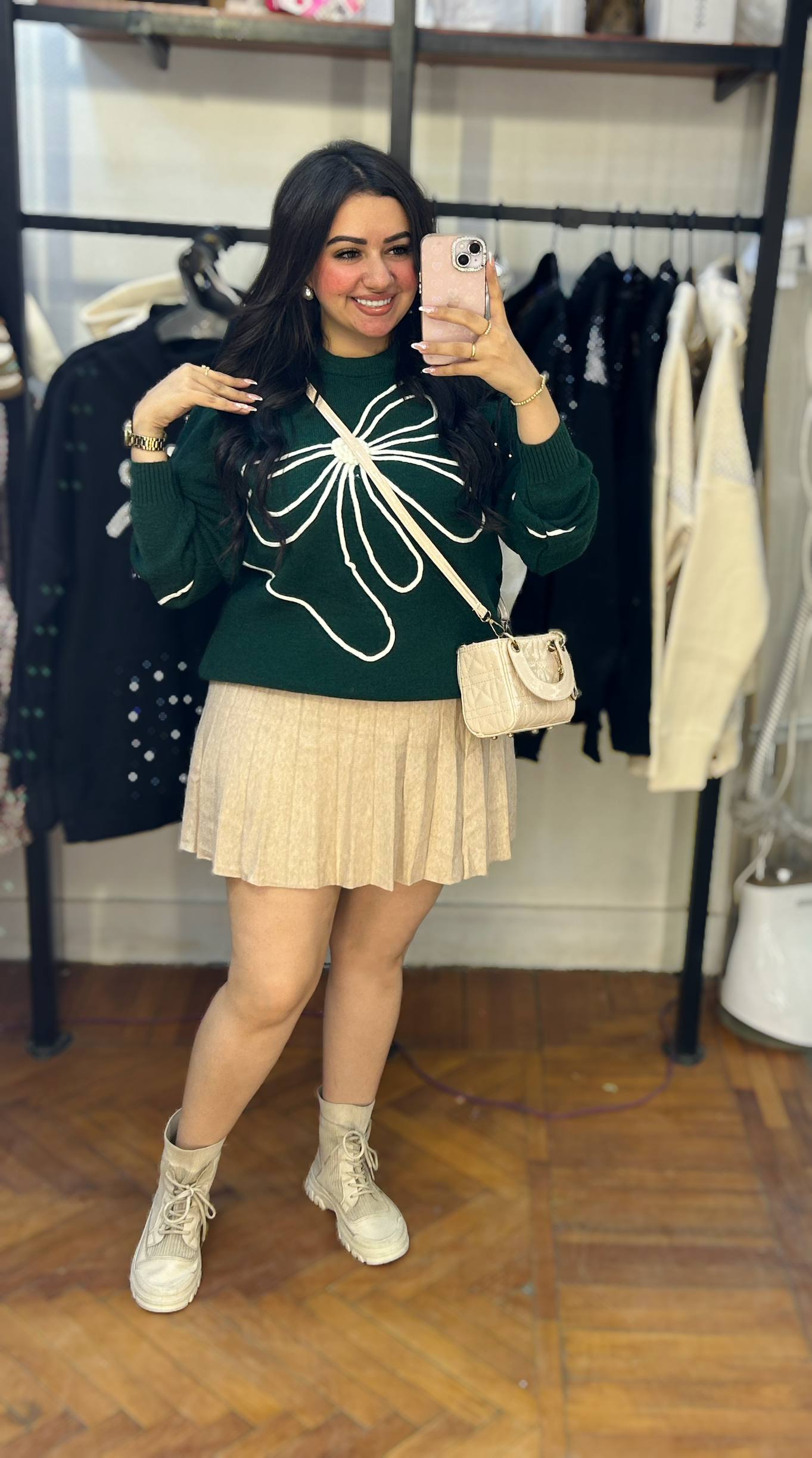 Knit Sweater with Bow Design