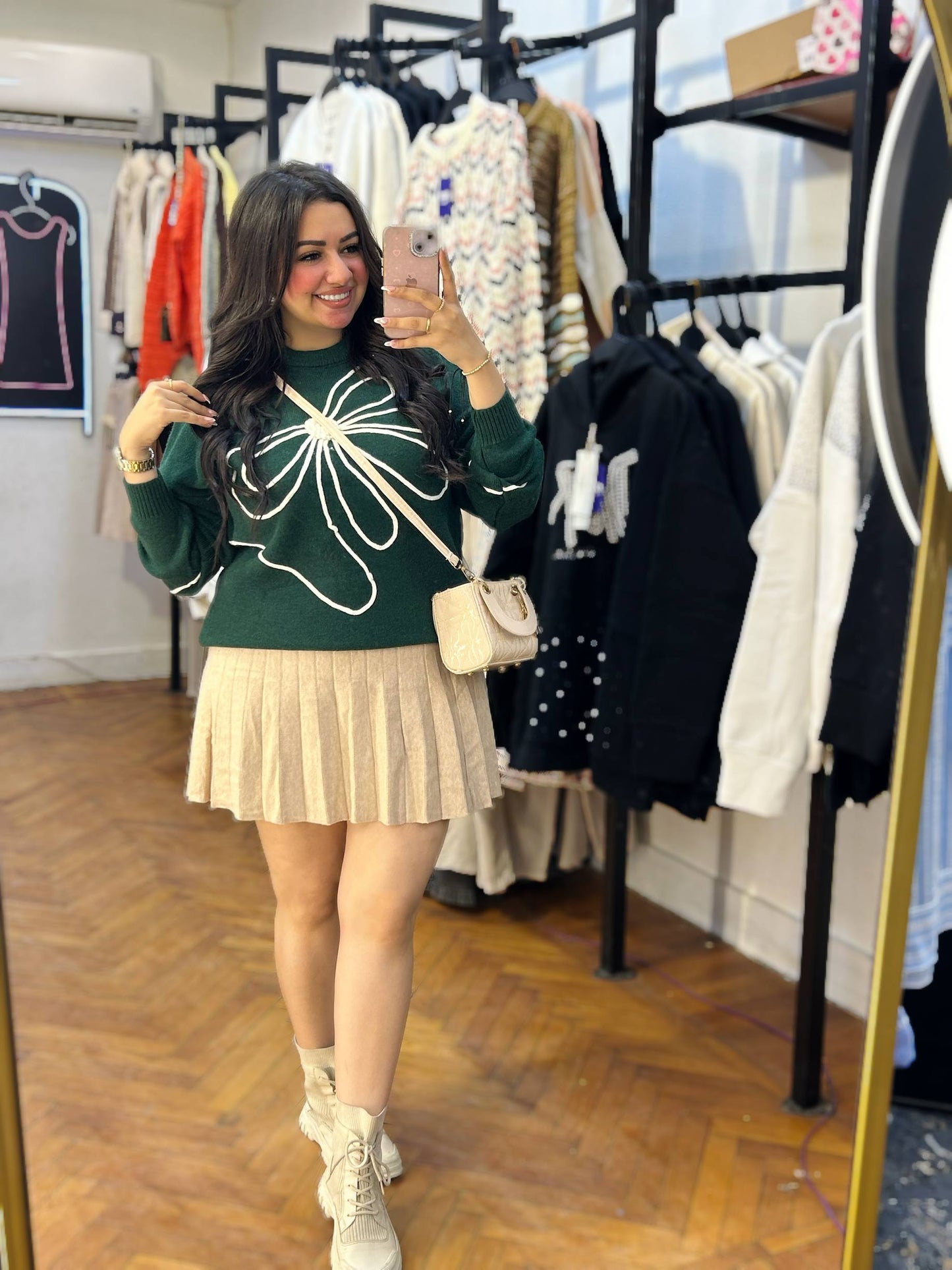 Knit Sweater with Bow Design