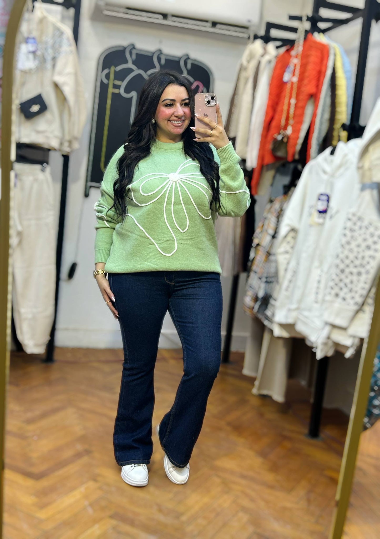 Knit Sweater with Bow Design