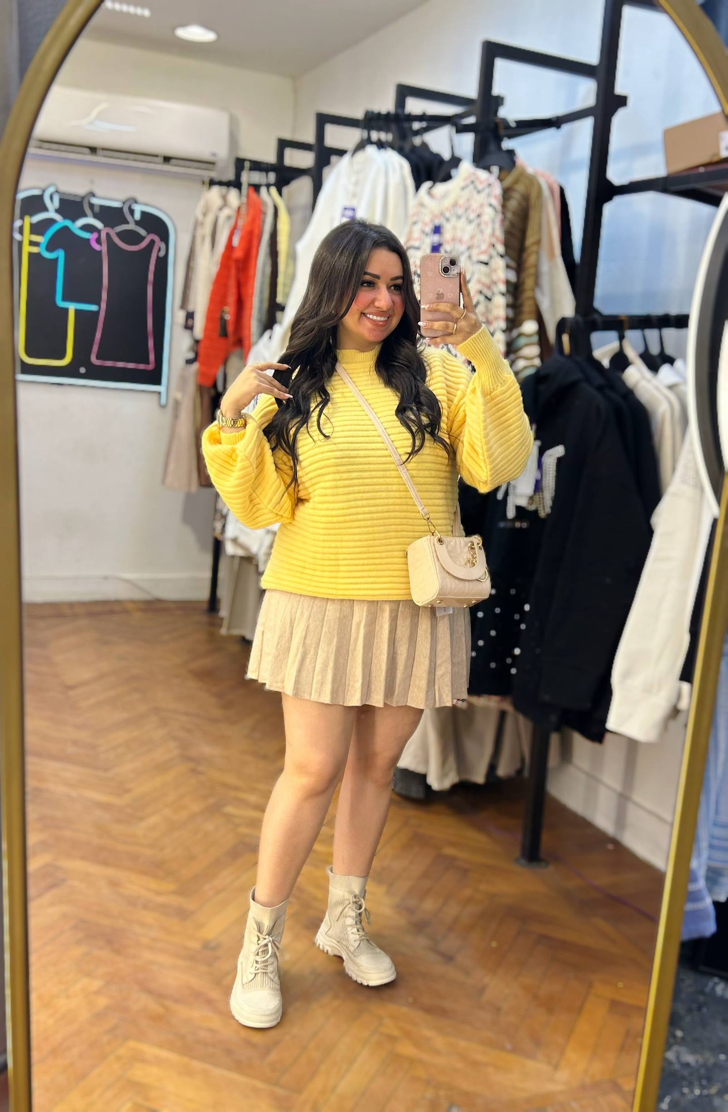 Pleated Knit Skirt