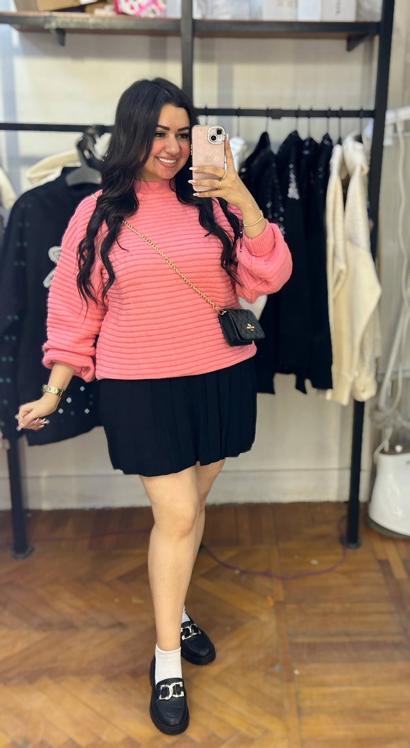 Ribbed Knit Sweater with Balloon Sleeves