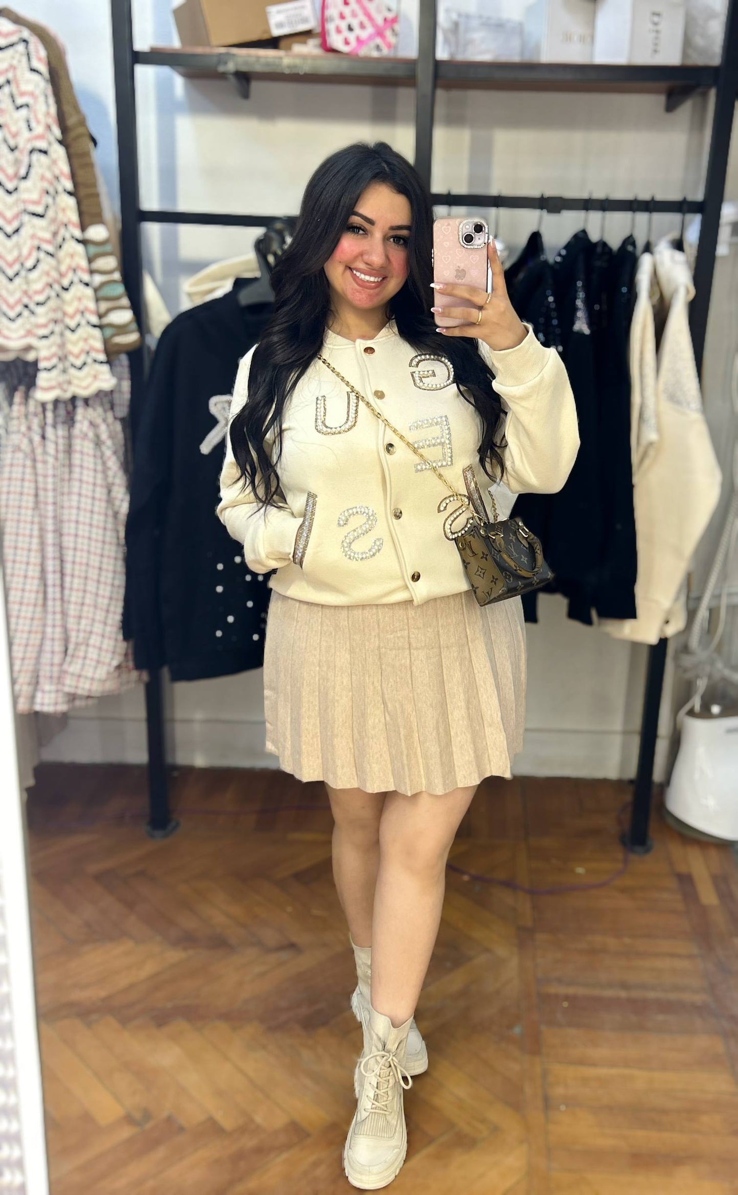 Embellished Letter Knit Jacket