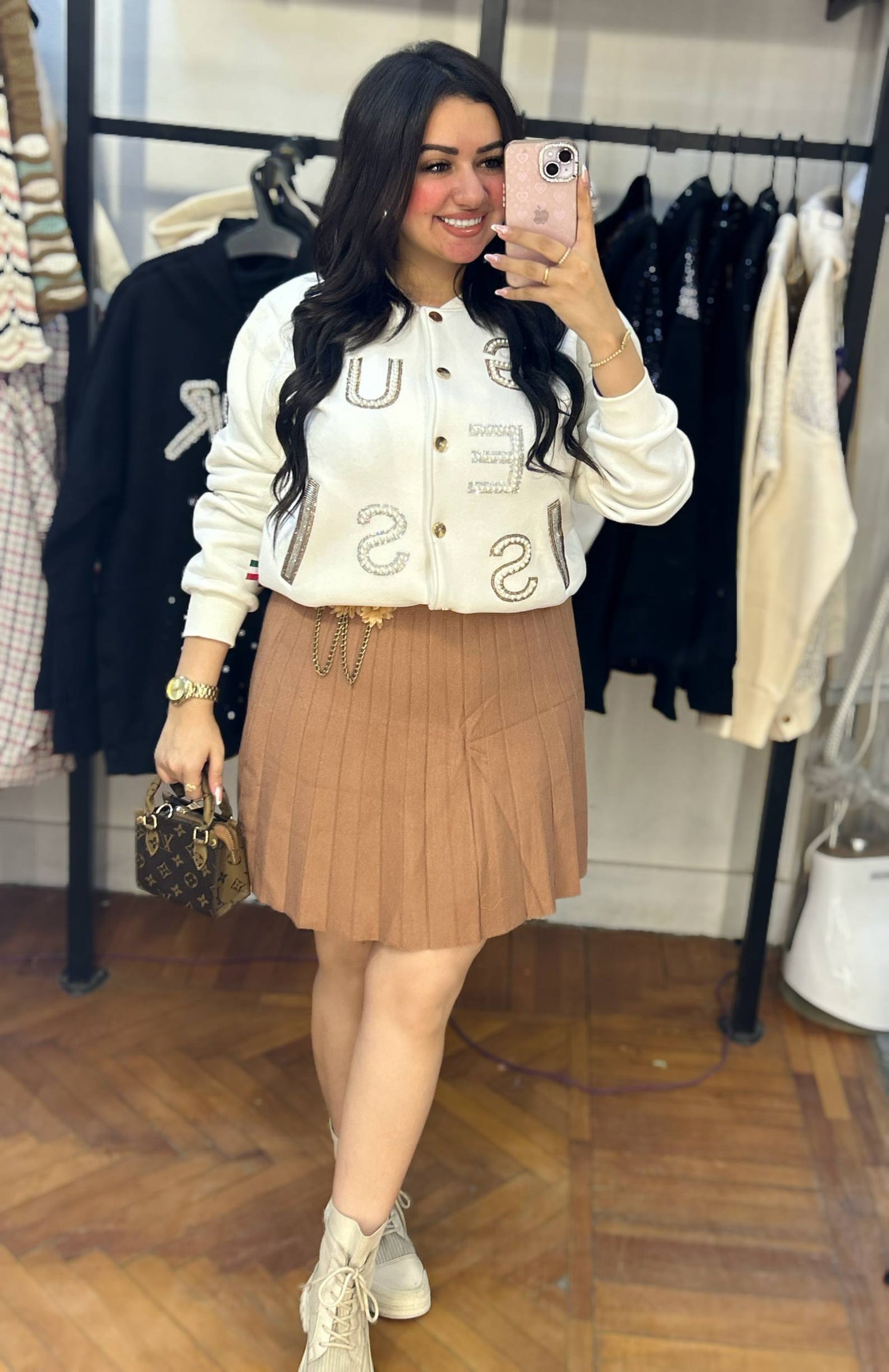 Embellished Letter Knit Jacket