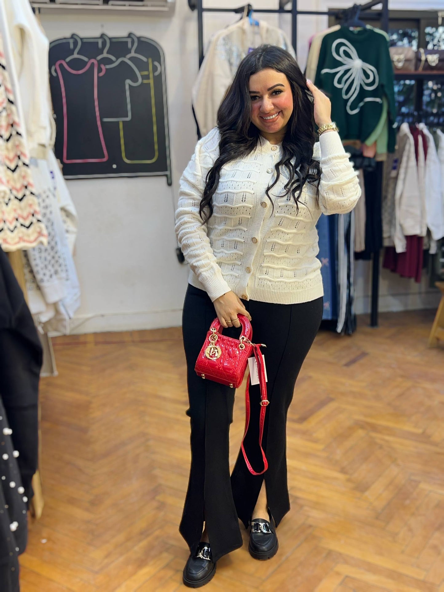 Textured Knit Sweater with Button Detail