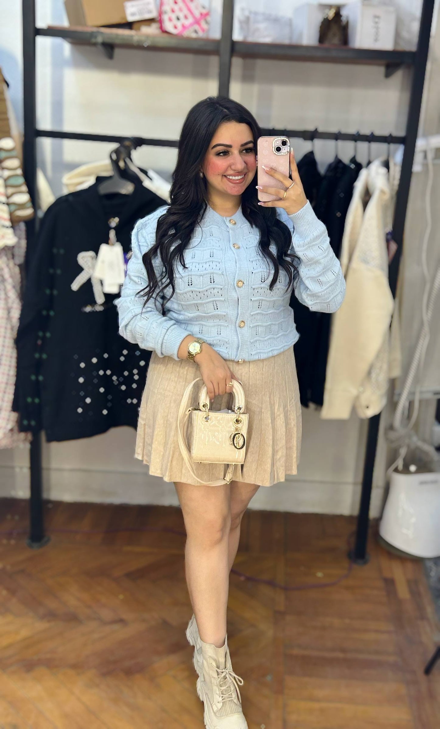 Pleated Knit Skirt