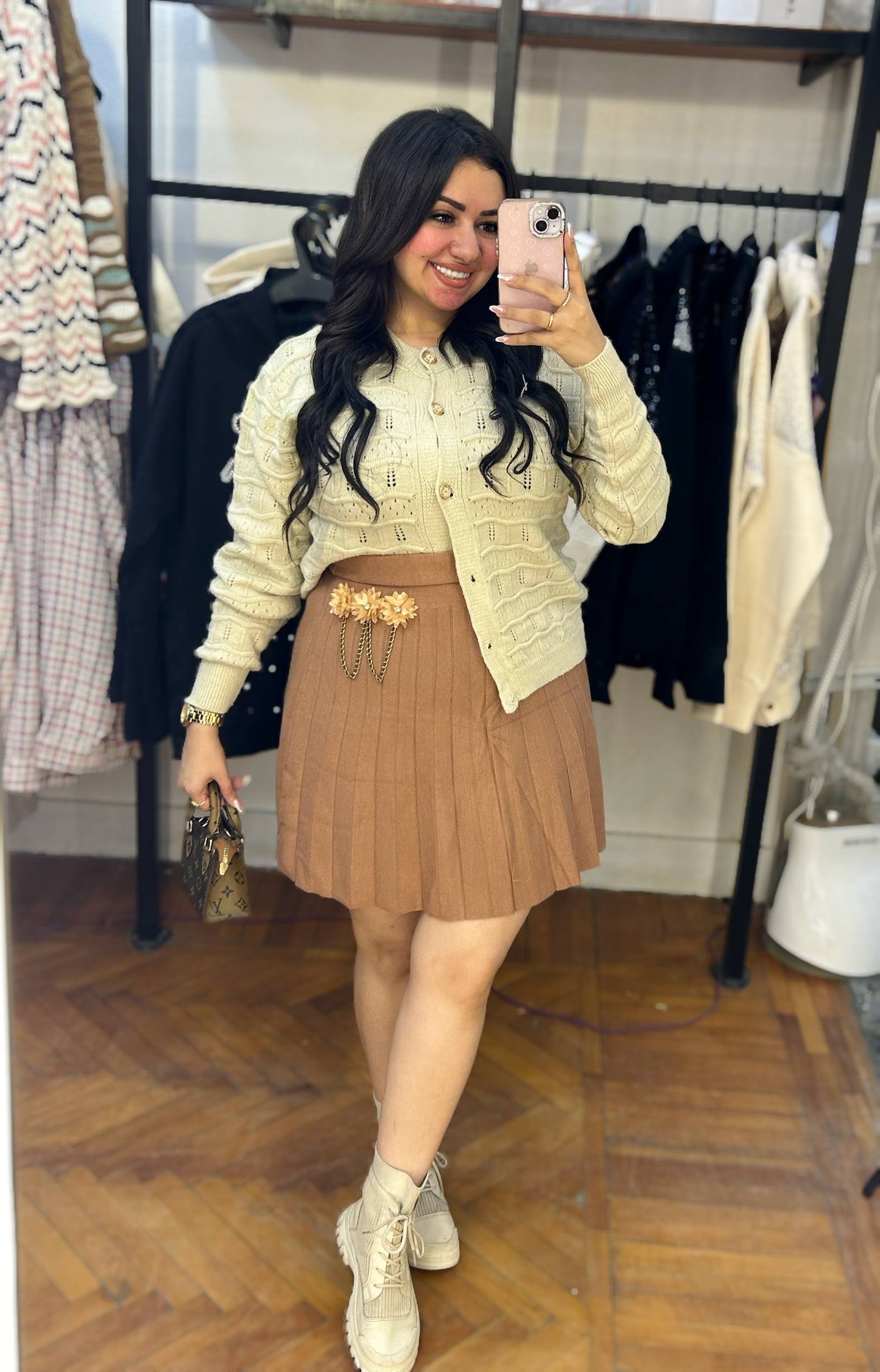 Textured Knit Sweater with Button Detail