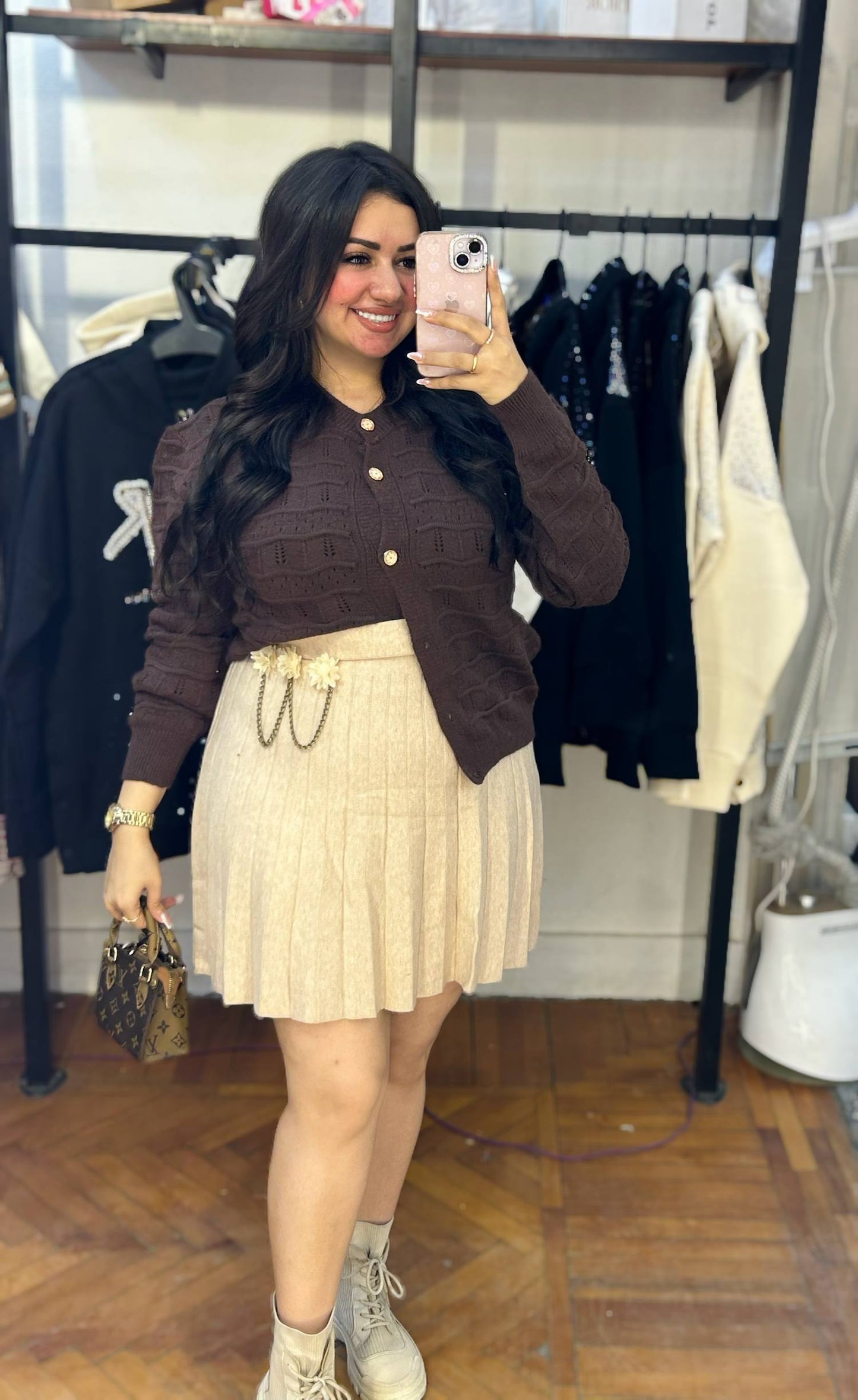 Textured Knit Sweater with Button Detail