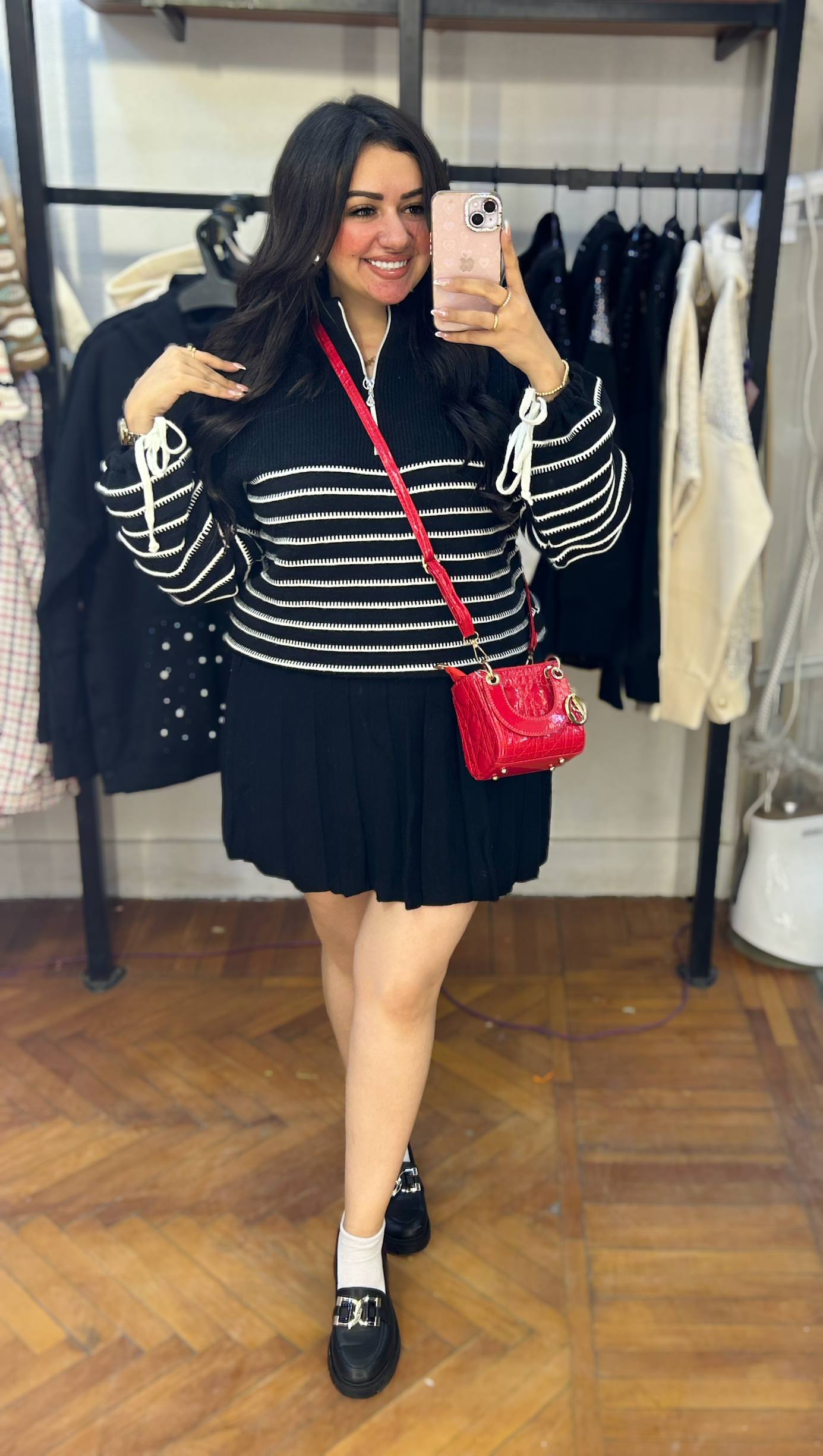 Striped Pullover with Sleeve Ribbon Details