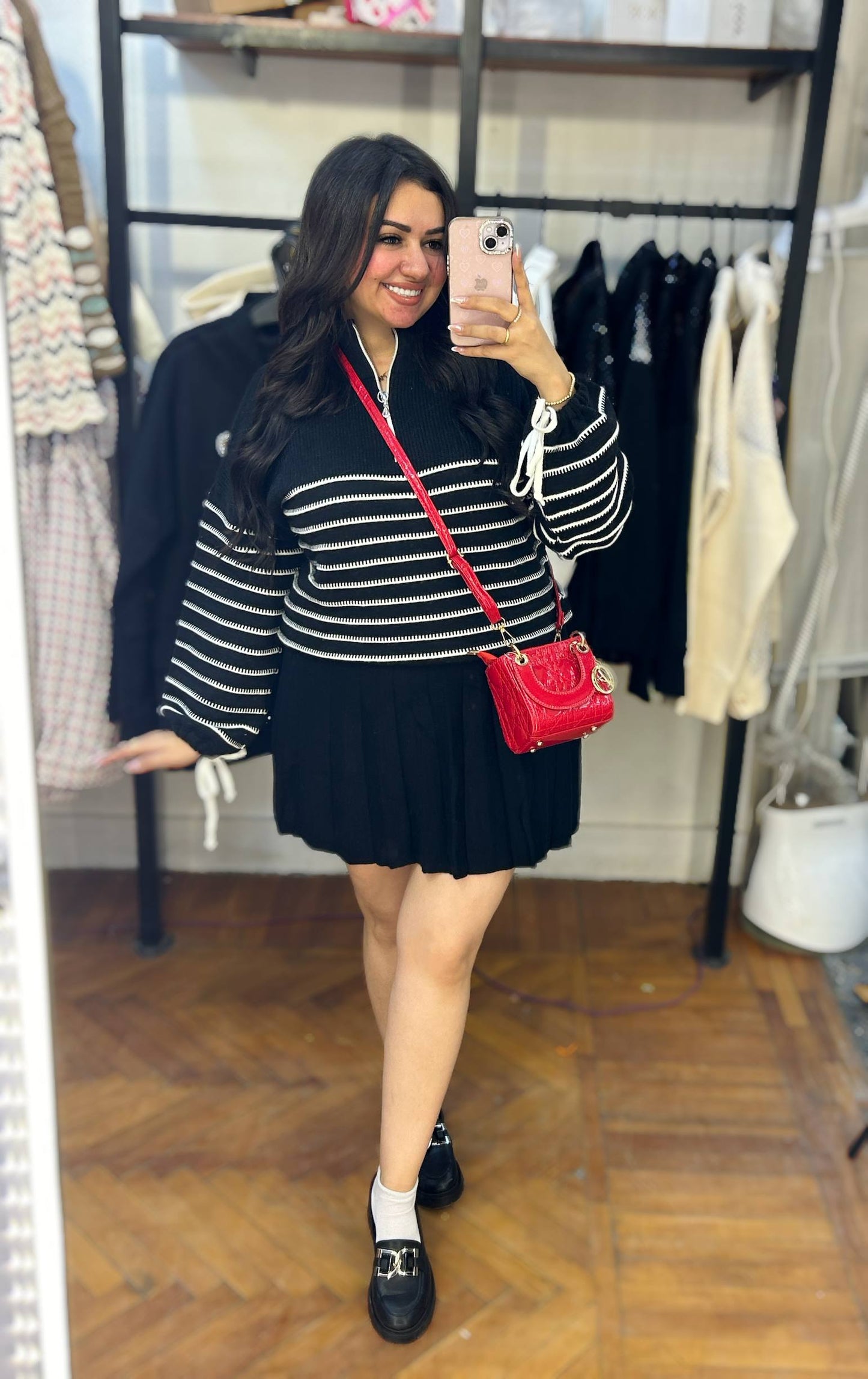 Striped Pullover with Sleeve Ribbon Details