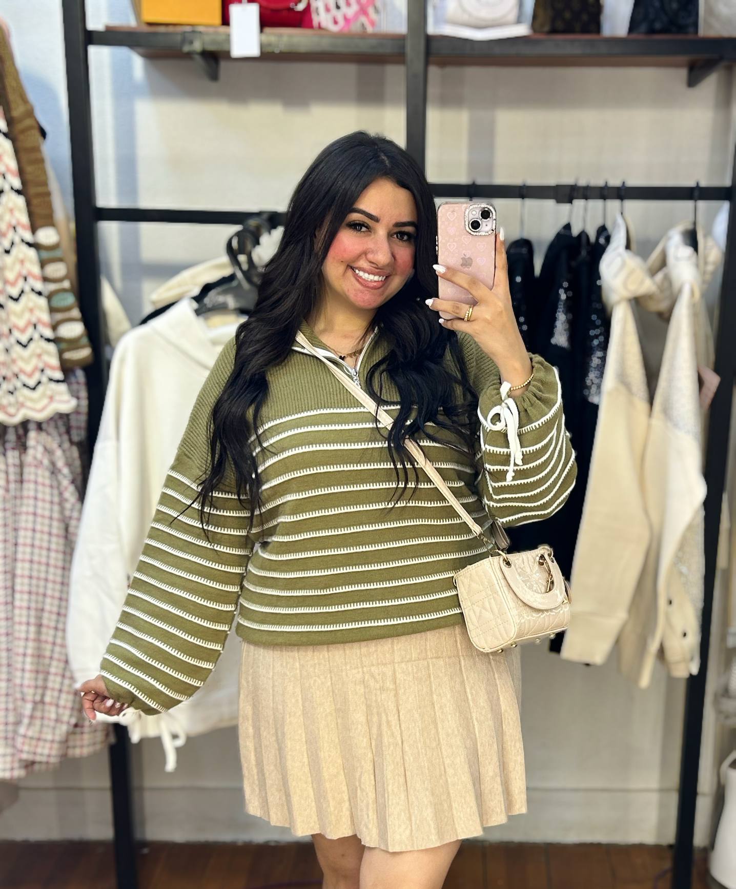 Striped Pullover with Sleeve Ribbon Details