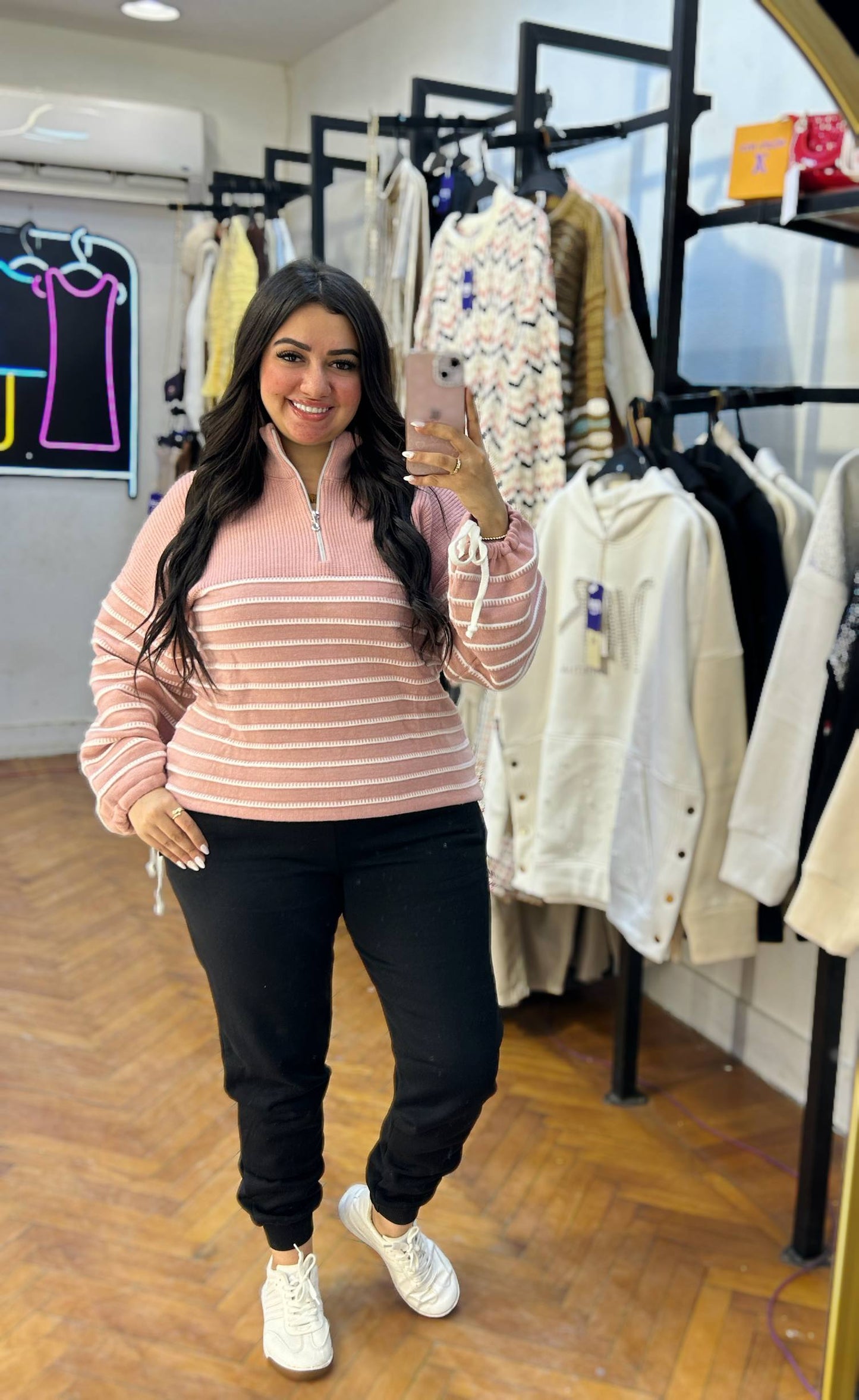 Striped Pullover with Sleeve Ribbon Details