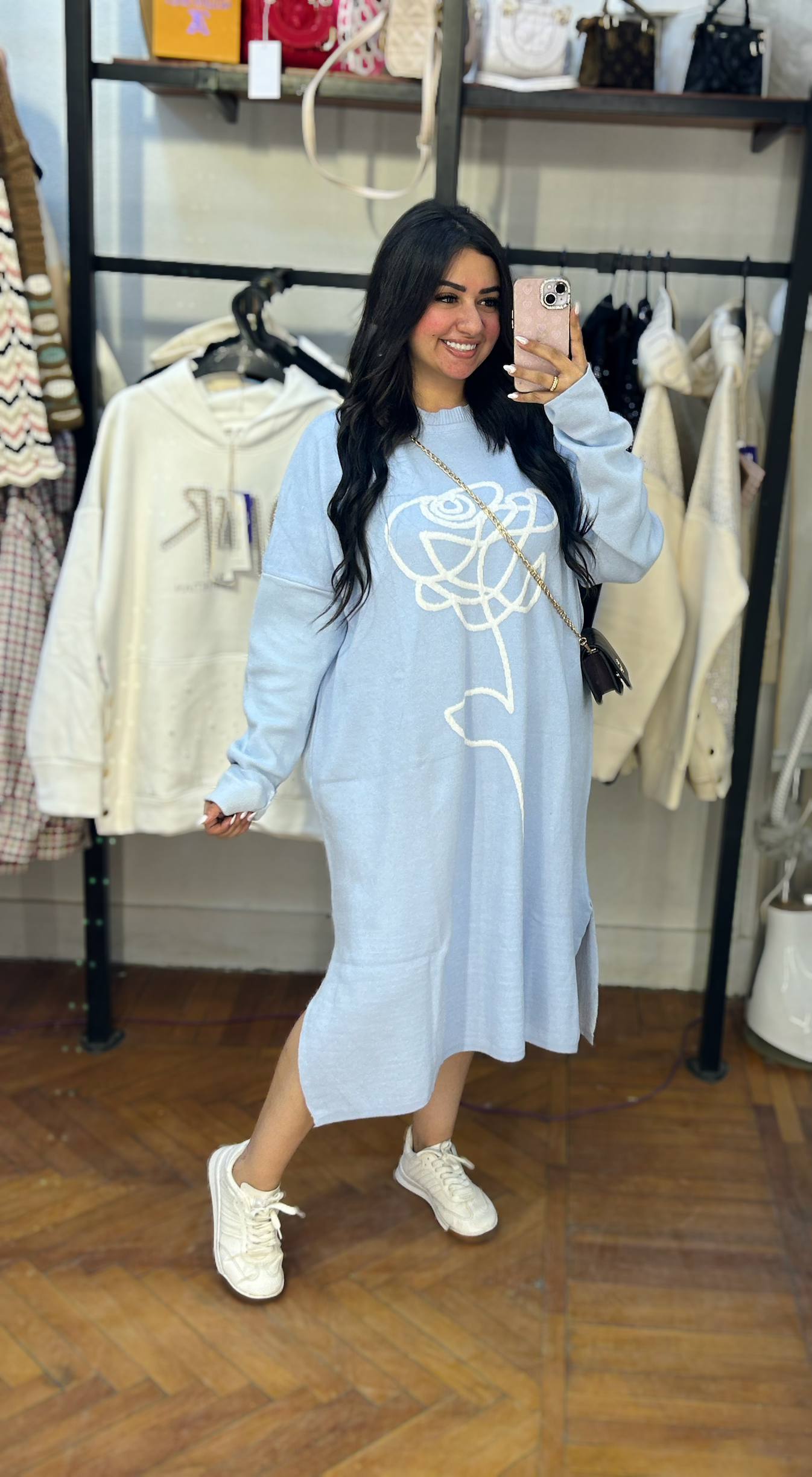 Casual Loose-Fit Dress with Front Graphic Design