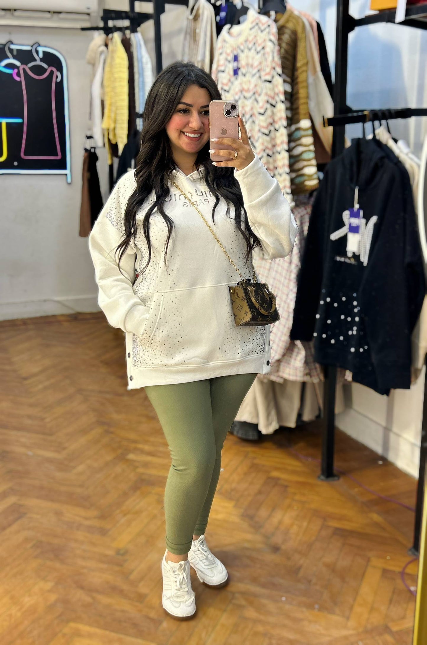 Embellished Hoodie with Front Pocket