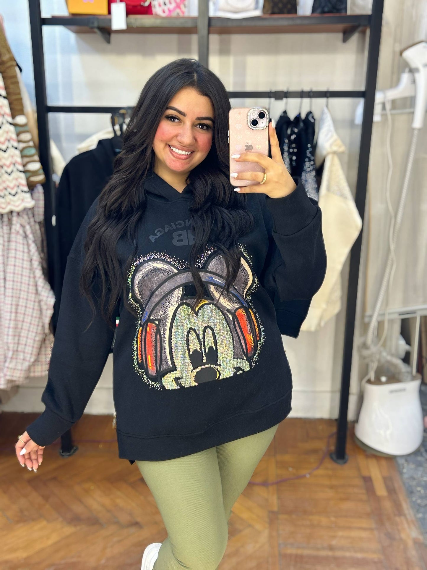 Embellished Mickey Embroidery Sweatshirt