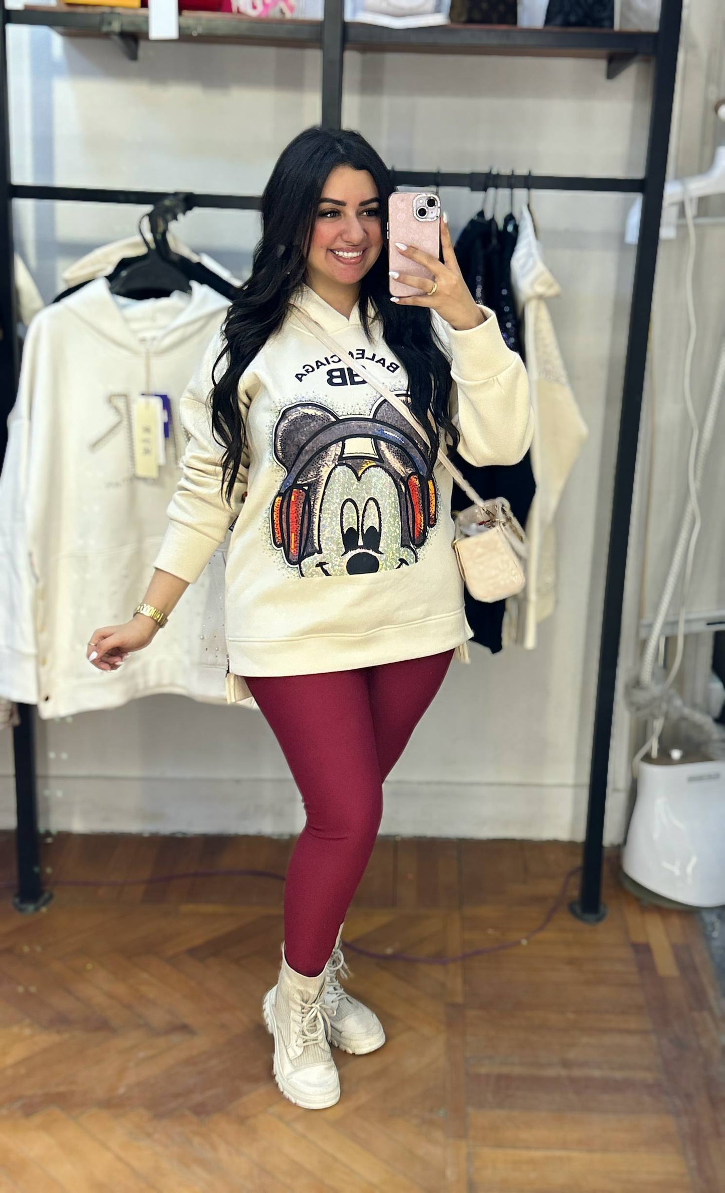 Embellished Mickey Embroidery Sweatshirt